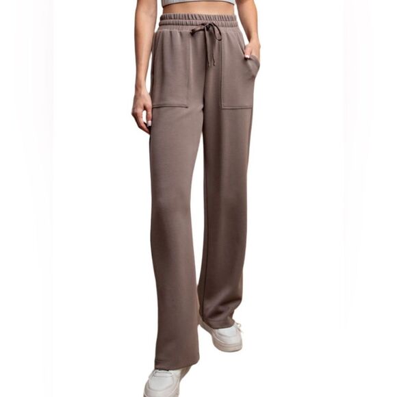 Rae mode Modal Poly Span Straight Lounge Pants with Pockets | Mocha nwt - Picture 1 of 3